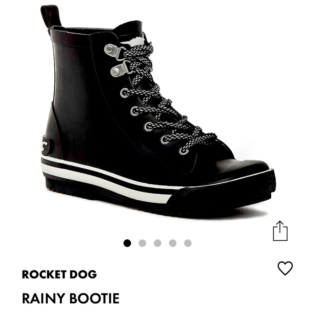 Rocket Dog Rainy Black & White Boots, Size 9.5
